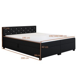 Princess 180×200 černá – dvoulůžková válenda s úložným prostorem