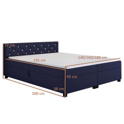 Princess 180×200 granátová – dvoulůžková válenda s úložným prostorem