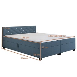 Princess 180×200 mořská – dvoulůžková válenda s úložným prostorem