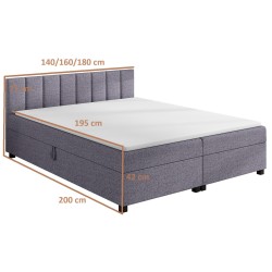 Leo 180×200 šedá – dvoulůžková válenda s úložným prostorem