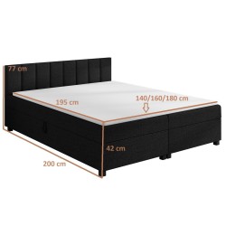 Leo 160×200 černá – dvoulůžková válenda s úložným prostorem