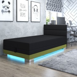 Torin Gaming černo-olivová LED – herní válenda s úložným prostorem
