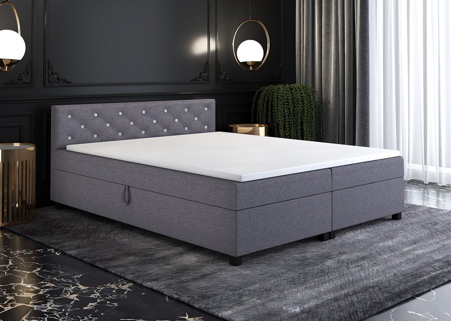 Princess 160x200 šedá — dvoulůžko s úložným prostorem v interiéru ložnice