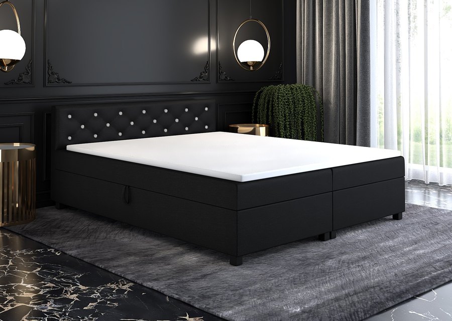 Princess 180x200 černá — dvoulůžko s úložným prostorem v interiéru ložnice