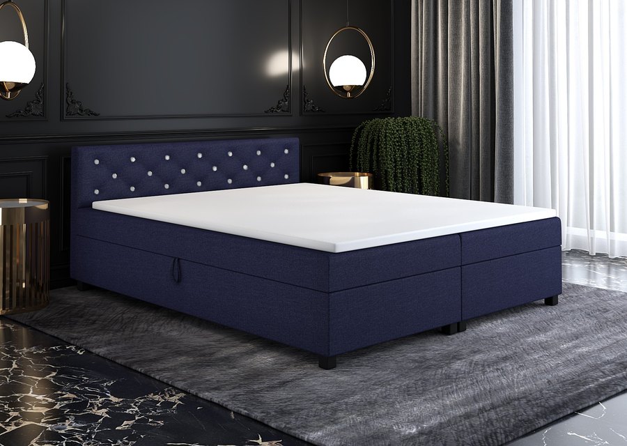 Princess 180x200 granátová — dvoulůžko s úložným prostorem v interiéru ložnice