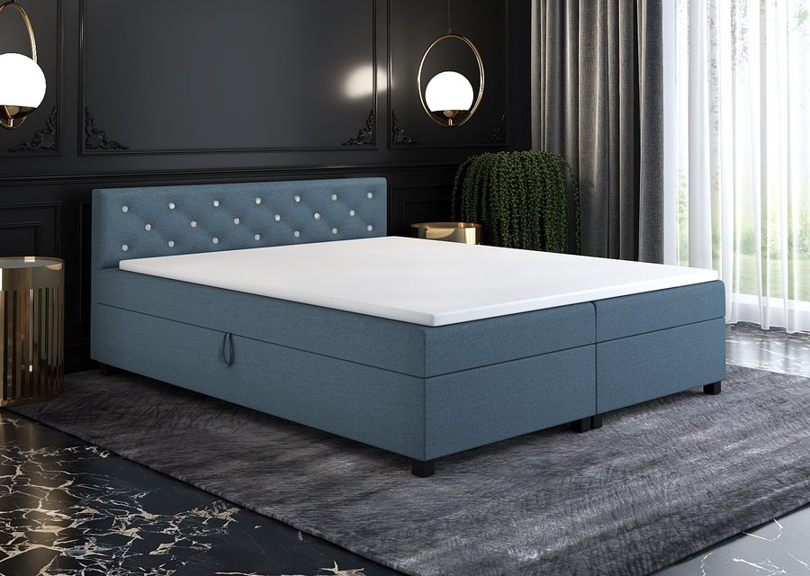 Princess 180x200 mořská — dvoulůžko s úložným prostorem v interiéru ložnice
