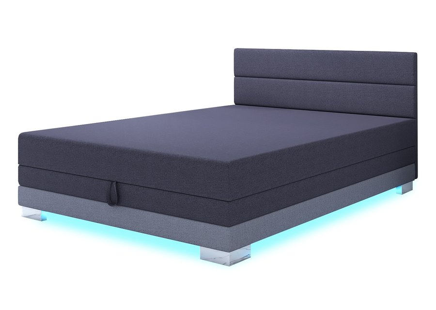 Torin 140x200 tmavě šedá — dvoulůžko s LED osvětlením