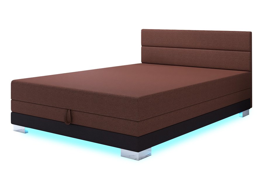 Torin 130x200 rezavě hnědá — dvoulůžko s LED osvětlením